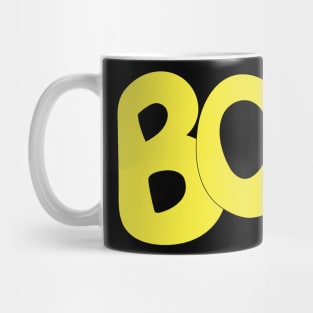 BOO text art in yellow bubble letters Mug